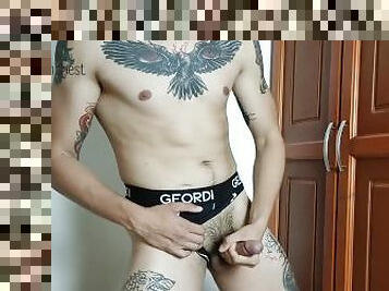 Hot Guy with Sexy Man Underwear Jerks Off Hard While Moaning - DickRavenchest