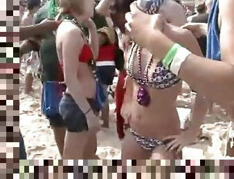 Lesbian group sex at a beach house