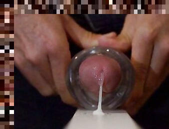 Transparent Fleshlight Fuck and Loud Moaning - Slow Motion Cumshot - Close UP