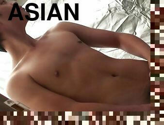 Asian twink solo with golden shower