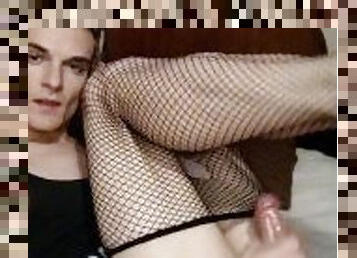 Himbo Femboy Masturbates to Futa Porn while pretending to be a bimbo