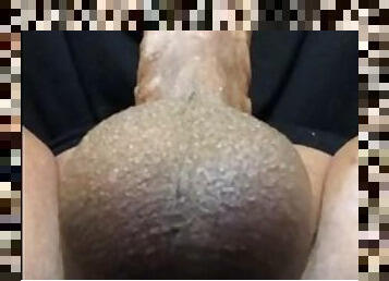Self-sucking of own cock v5 with cum in mouth and pulsating balls