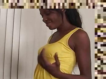 The way this horny ebony smiles while taking a BBC is really exciting and nice
