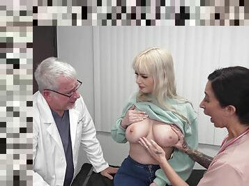 Hairypussy full-breasted babe humped by breeding doctor in clin