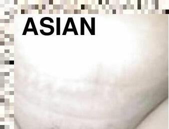 asiatisk, røv, amatør, moden, kæmpestor-pik, creampie, pik