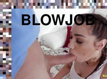 Hot latina mamacita demi lowe sucking large cock for some cash