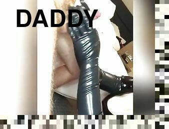 Latex Slut Gives Daddy A Handjob
