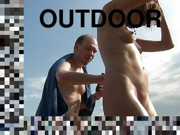 Outdoor games with sexy nudists