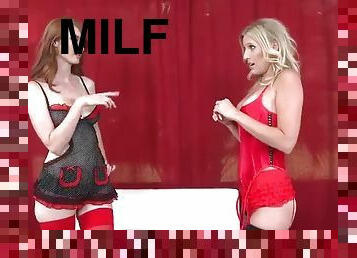 Horny milfs in lingerie having a lesbian scene