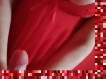 Lady in red handjob