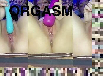 masturbation, orgasm, fitta-pussy, amatör, knullande, dildo, ensam, close-up, vått