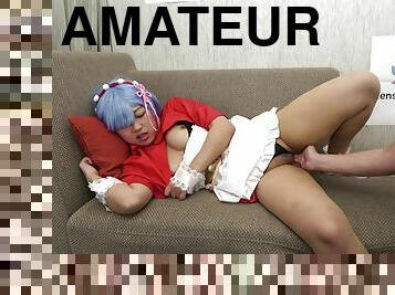 asiatisk, fitta-pussy, amatör, avsugning, japansk, casting, par, underkläder, söt, petit