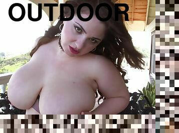 Outdoor Boob Play with Buxom BBW Lavina Dream - The Big Terrace Of Miss D - Solo Outdoor Masturbation