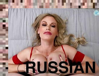 Russian stepmom with big boobs gets fucked by stepson