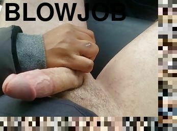 utendørs, offentlig, amatør, blowjob, handjob, bil, pov