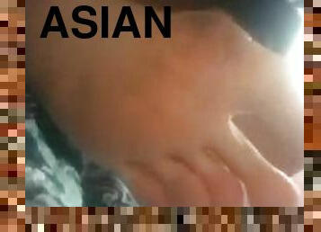 asiatisk, amatør, milf, tenåring, føtter, pov, alene, footjob, tær