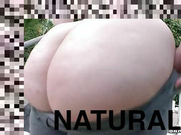 Lily sincere showing her natural tits and plump ass outdoor