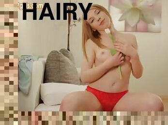 Hairy tight pussy blonde teen show off