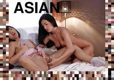 asiatisk, pussy, babes, lesbisk, fingret, thai, kjæreste-girlfriend, soverom, vakker, oral