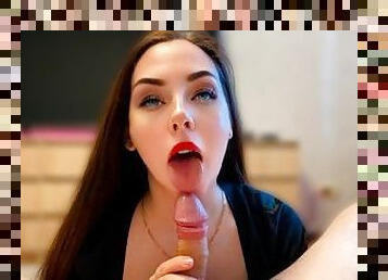 amatør, blowjob, cumshot, hjemmelaget, pov, oral, perfekt, brunette, pikk