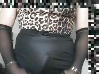 Crossdresser with a skirt bulge