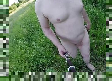 Nude masturbating in public grassland at gay cruising spot. Naked cumming in sight of path.Tobi00815