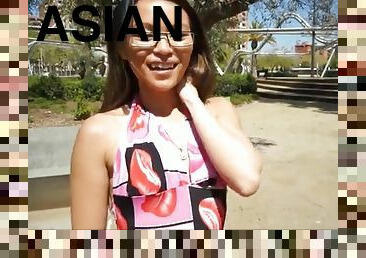Asian in glasses gets anal