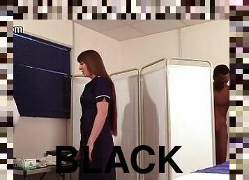CFNM IR nurses suck black cock in FFM hospital room 3some