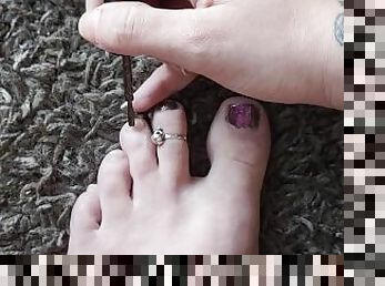 Painting my toenails and being messy