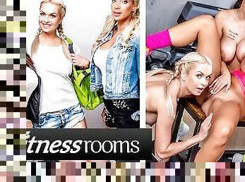 Fitness Rooms Big tits Jennifer Mendez blonde MILF gym lesbian threesome