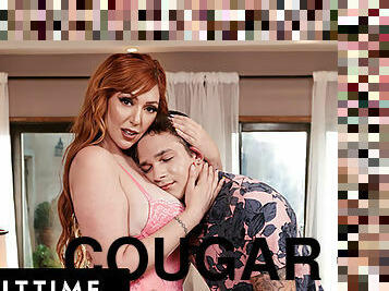 ADULT TIME - Redhead Cougar Lauren Phillips Comforts Boyfriend With Huge Natural Tits! CUMSHOT!