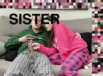 Stepbrother Watch Porn And Jerk Off Next To Stepsister! But She Decide Handjob Him Instead Reading Boring Book 9 Min - Sugary Kitty
