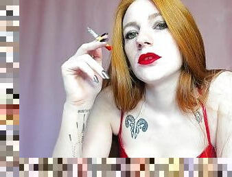 redhead smoking