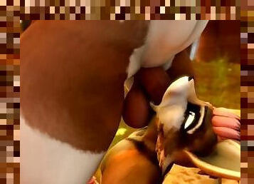 Furry Femboy gets throat fucked by Horsecock Futa