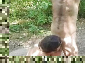 Risky Blowjob in the middle of Nature Trail