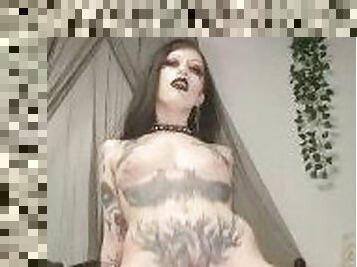 Petite goth riding and grinding on