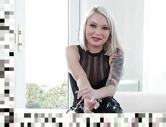 doppelklicken, gesichtspunkt, gesichts, blondine, unterwäsche, tattoo, eindringen