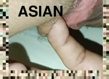 asiatisk, rumpe, store-pupper, orgie, pussy, blowjob, cumshot, creampie, par, fingret