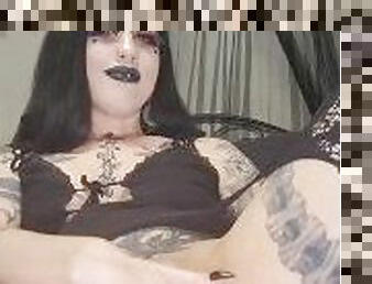 Petite goth slut fucks ass and fingers pussy