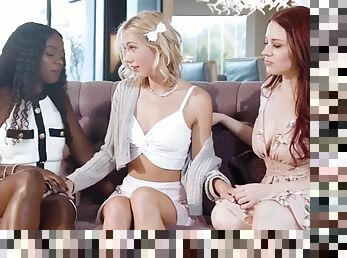 Interracial lesbian sex of Ana Foxxx, Jessica Ryan, Sky Pierce