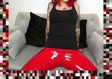 Fetisch leder legging in rot