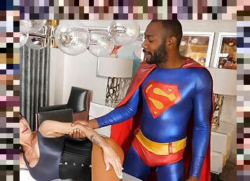 Black superman shares pussy with bi-sexual male in dirty jock threesome