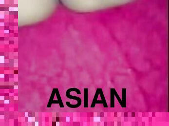 asiatisk, røv, amatør, moden, kæmpestor-pik, creampie, pik