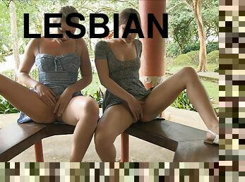 Lesbians masturbate in a fabulous duo until they reach the orgasm