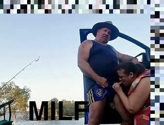 BBW MILF blows it by the river