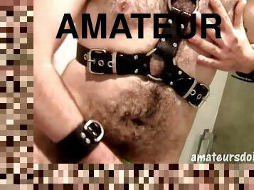 Mitch Aussie Bear Cub Gets Himself Of In His Leather Harness & Monster Cock Dildo