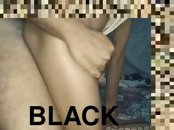 Huge black cock bareback fucks tight white hole