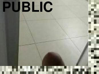 Public toilets jerk off, almost caught! Perv