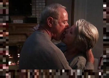 Senior cuckold kissing