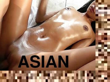 asiatisk, store-pupper, pussy, blowjob, tenåring, hardcore, creampie, thai, cum, søt